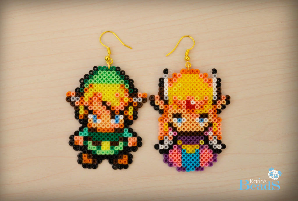 Zelda and Link Earrings - Hama beads by KarinMind on DeviantArt