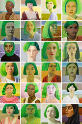 Green Haired Women in the Style of Alex Colville