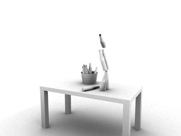 3d table and bottles scene