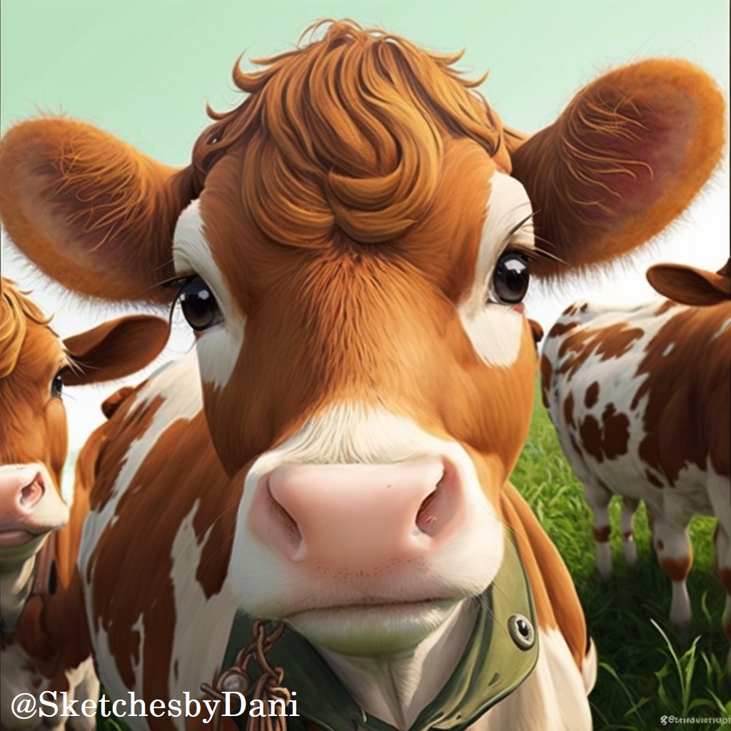 Caw Anim BigRed adorably cute anime cow anime illustration by SketchesbyDani on ...