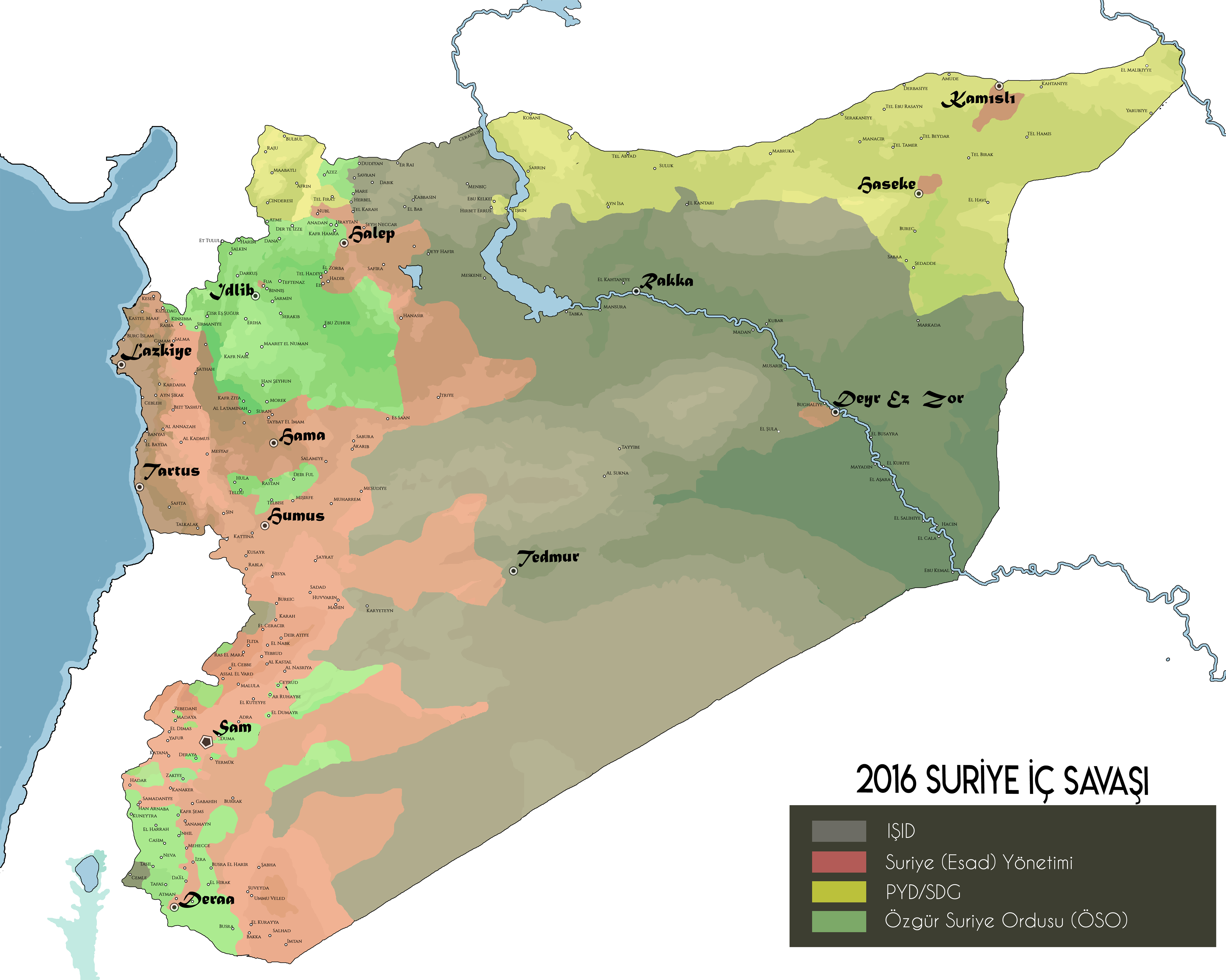 Syria Political Map 2016