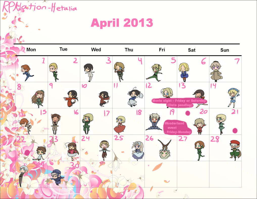 April Animation Calendar April Calendar by RPnation-England on DeviantArt