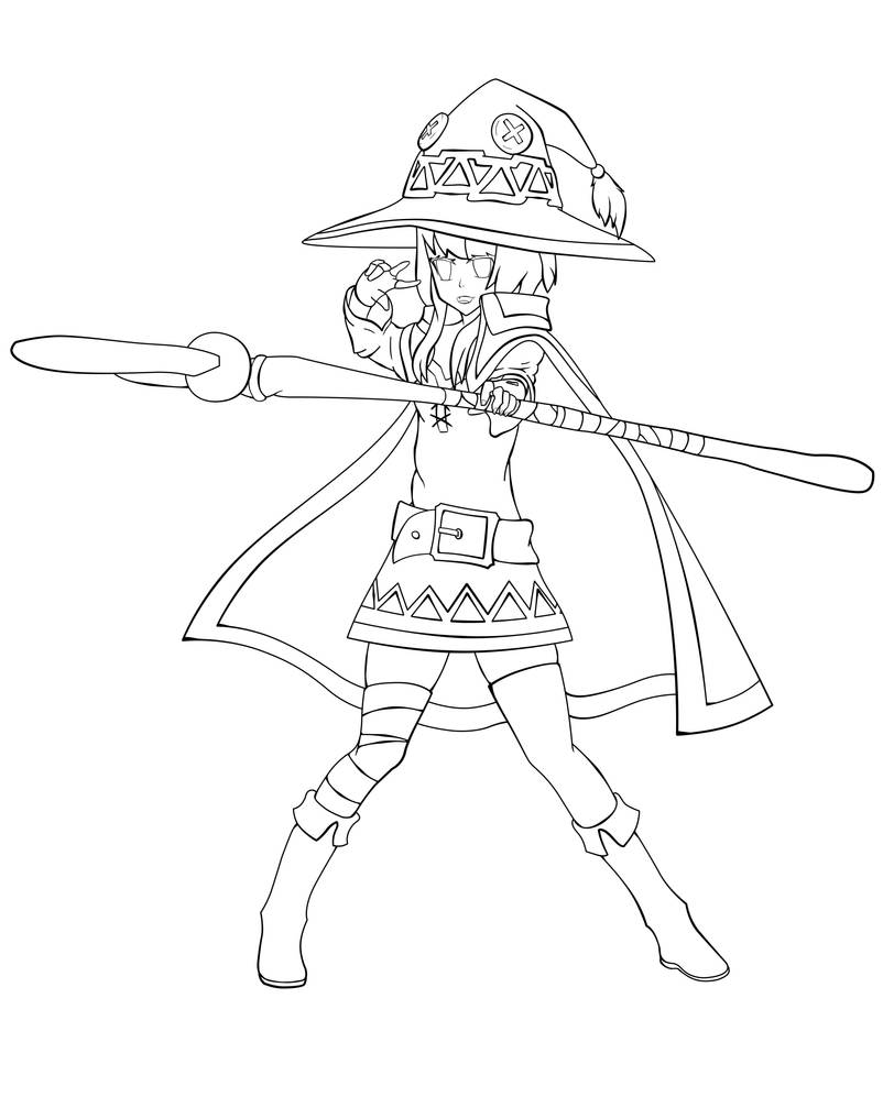 Megumin Line Art by W33bghoul on DeviantArt