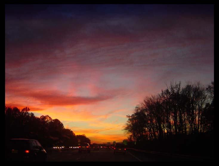 Sunset while driving