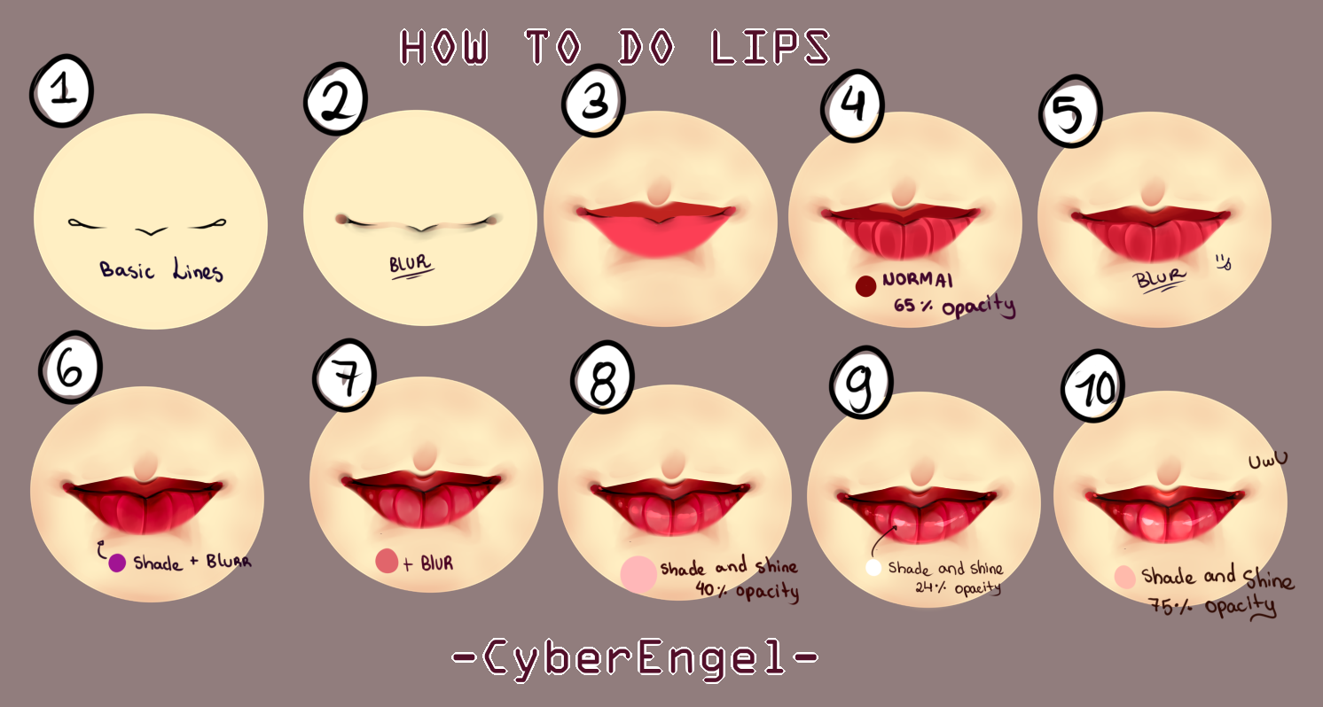 [Tutorial] - How I do Lips - by CyberEngel on DeviantArt