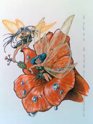 Faeries posing on flower...