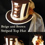 Beige and Brown Striped Top Hat