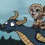 Choupette et Civet sur un dragon