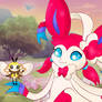 Ellie the Sylveon and Ribombee