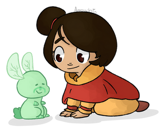 Jinora and Spirit Dragonfly Bunny by Amandoin