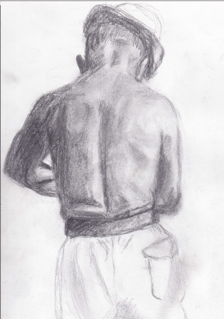 Charcoal Sketch of Picasso Working