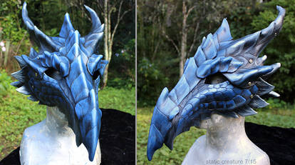 Blue leather dragon mask