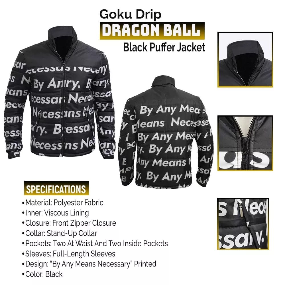 Goku Drip Jacket  Dragon Ball Z Goku Drip Puffer Jacket