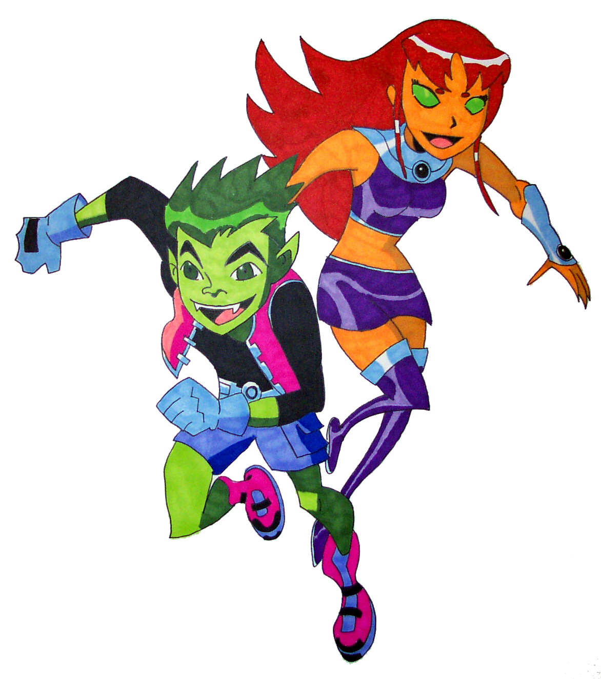 Starfire and Beast Boy