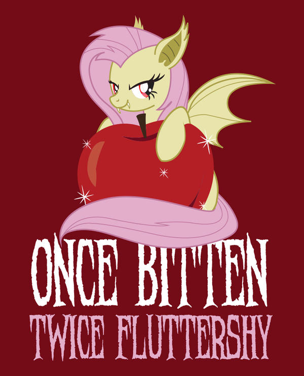 Once Bitten, Twice Fluttershy Tee Shirt Design by xkappax