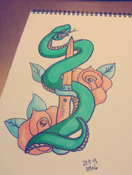 Snake and dagger tattoo design