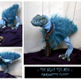 the BLUE Tie-REX ooak marionette puppet FOR SALE