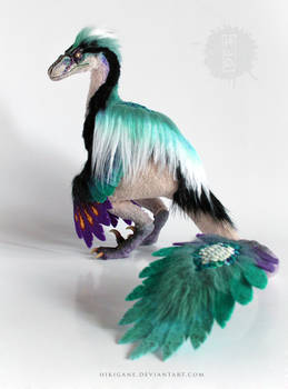 Turquoise Paradise Raptor posable art doll