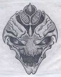 tribal alien skull