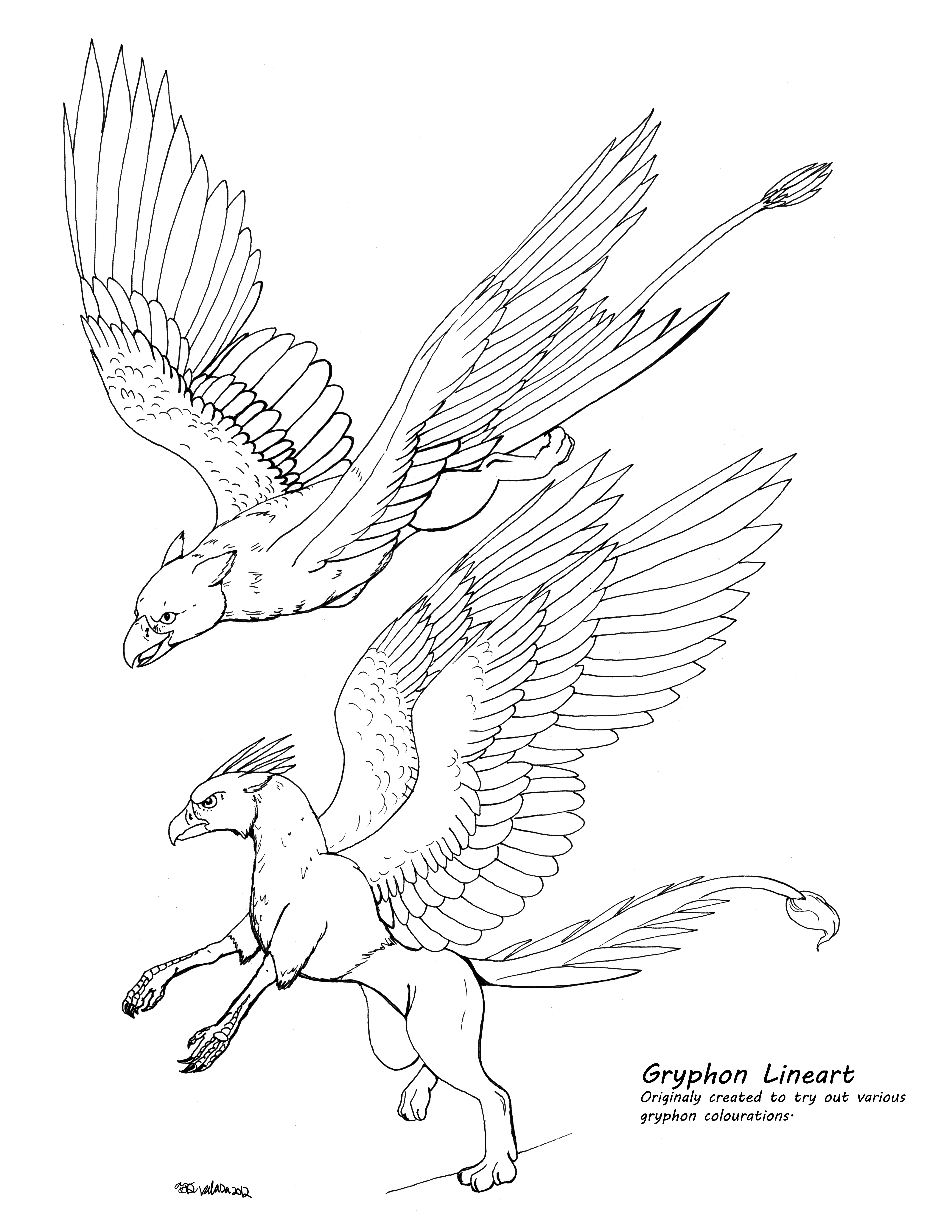 Two Gryphon lineart