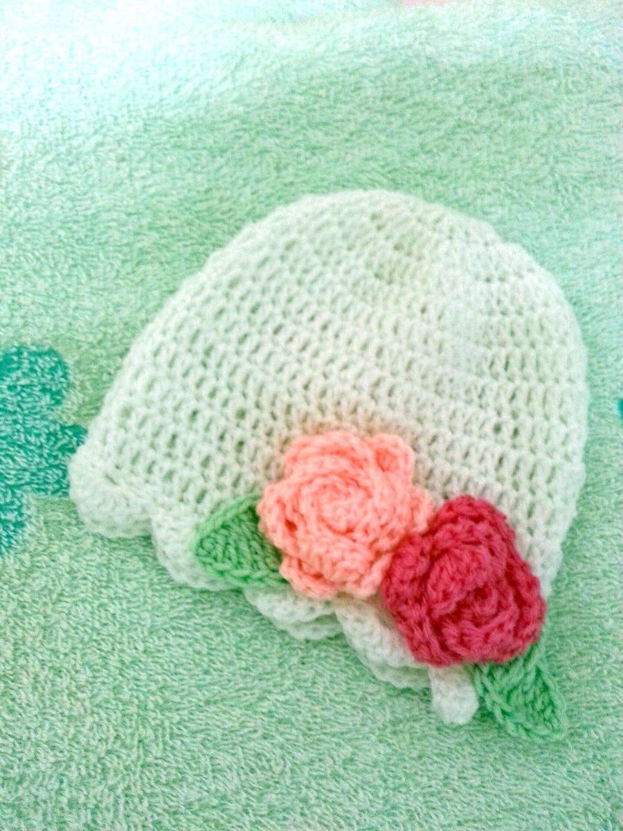 Crochet Baby Hat with Roses