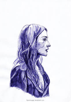 Fountain pen profile portrait of a woman
