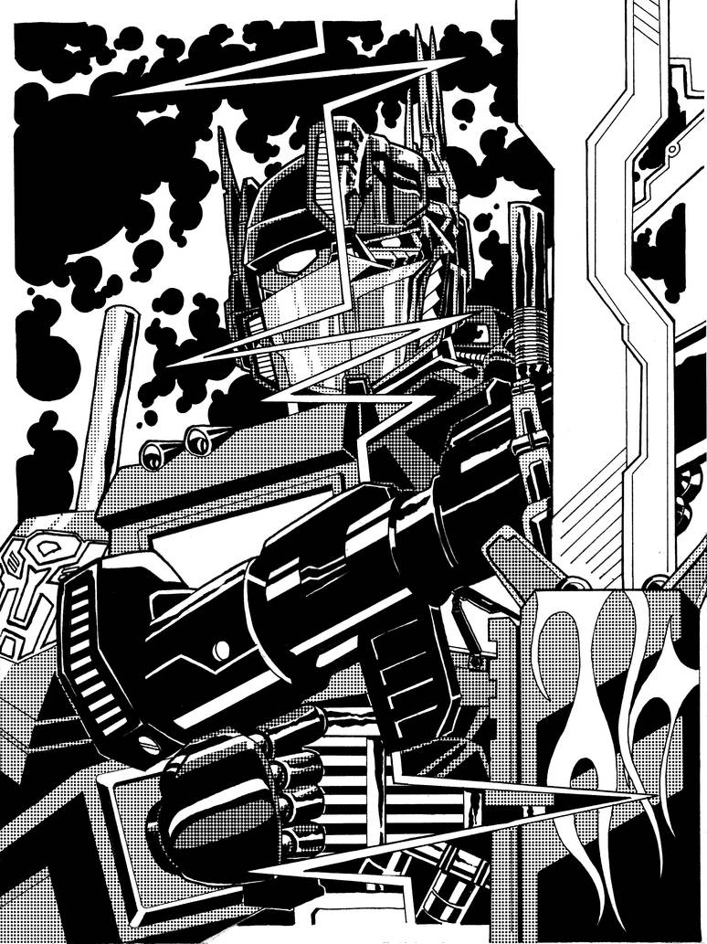 Optimus Then and Now with halftone by stockmanray on DeviantArt