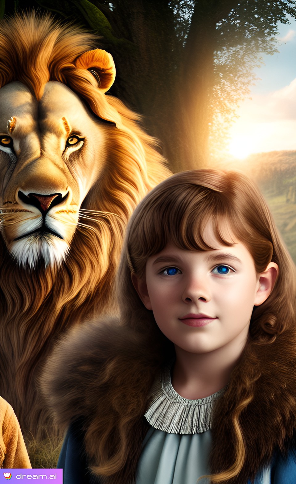 lucy pevensie and the aslan (the chronicles of narnia) - AI