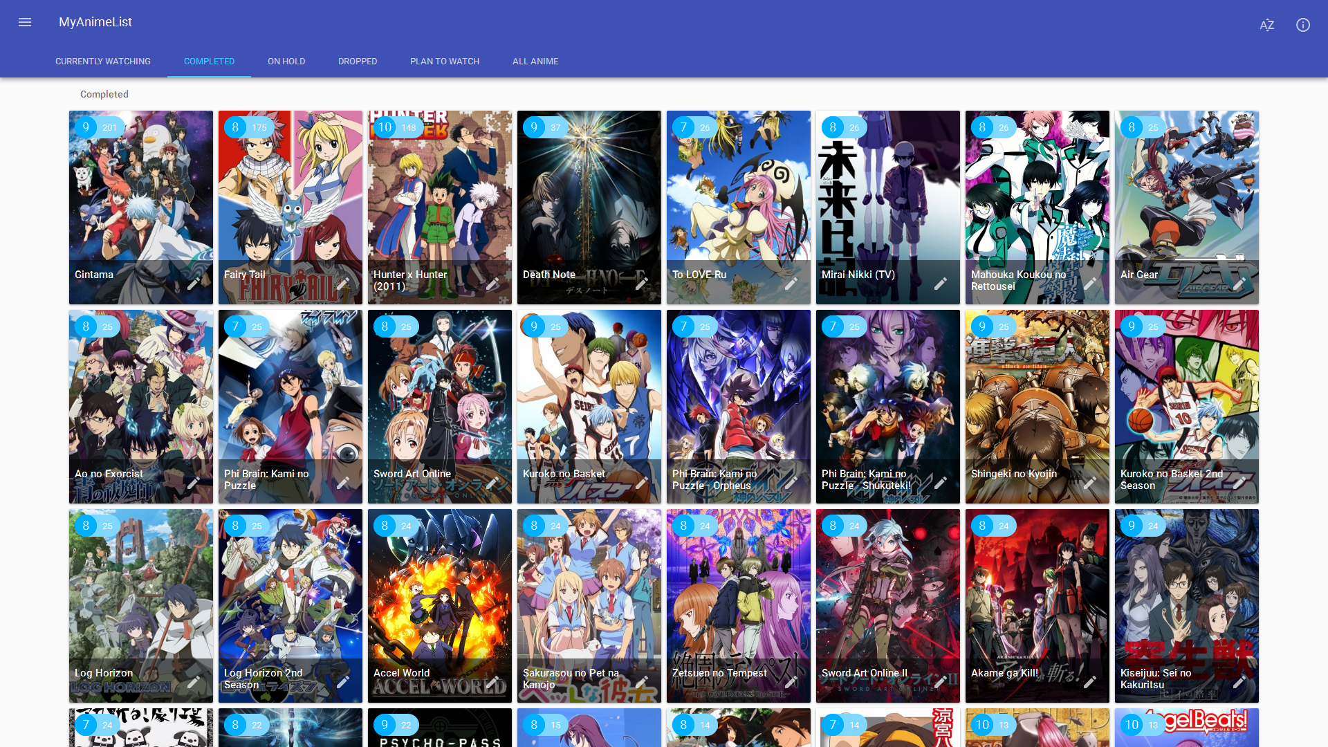 Google Material Design MyAnimeList  List  Layout by 