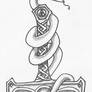 Snake Hammer Tattoo