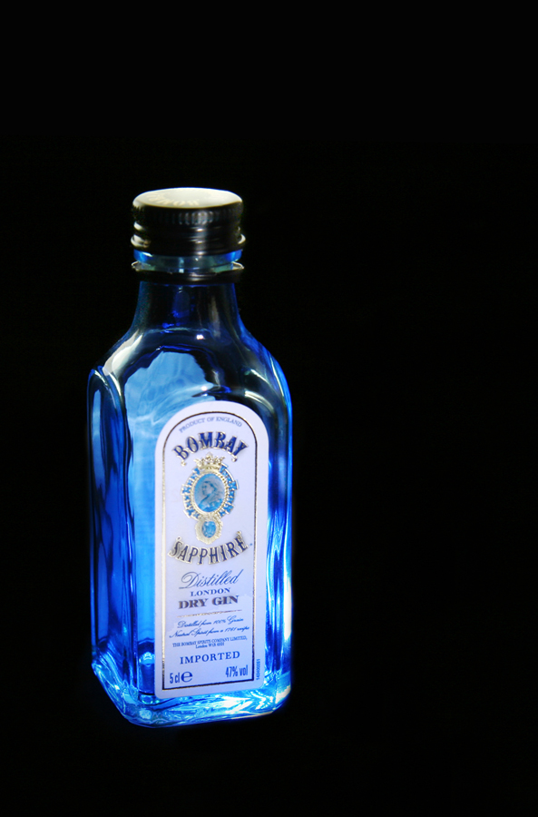 Illuminated Blue Gin Bottle