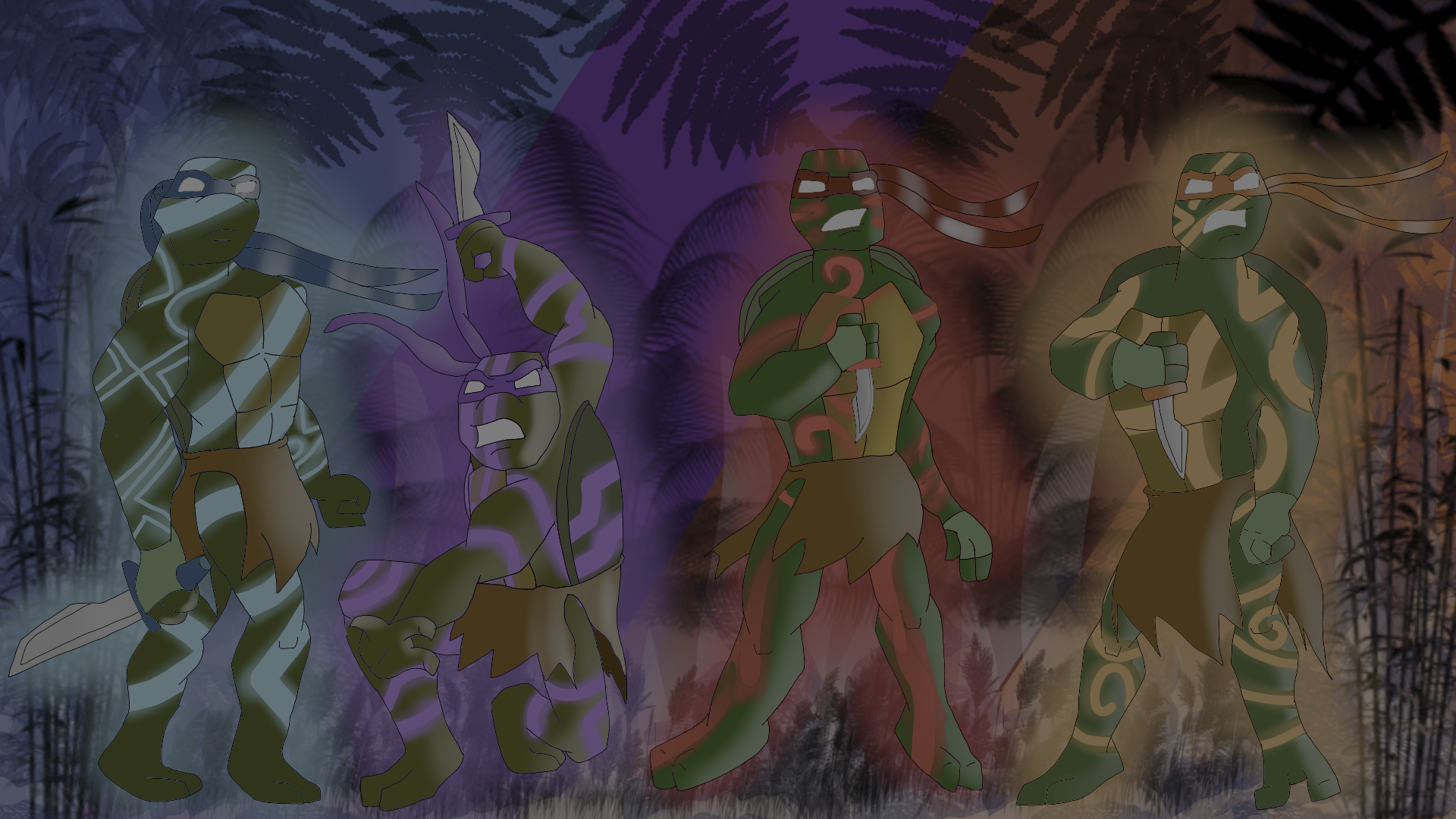 TMNT 2003 Jungle Turtles with Daggers
