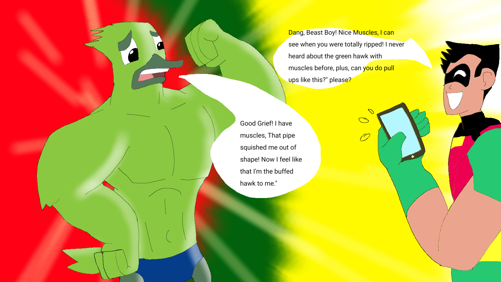 Beast boy got too buffed