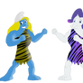 Smurfette and rarity Cavegirls and Gorillas