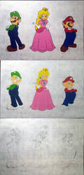 Painting WIP - Mario, Peach and Luigi