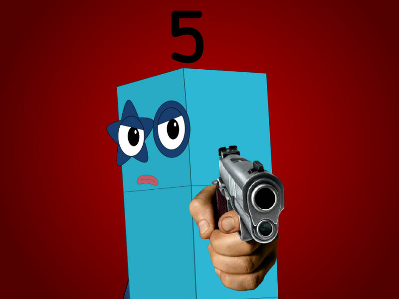 Numberblock 5 holding a Gun by MWK-NB18 on DeviantArt