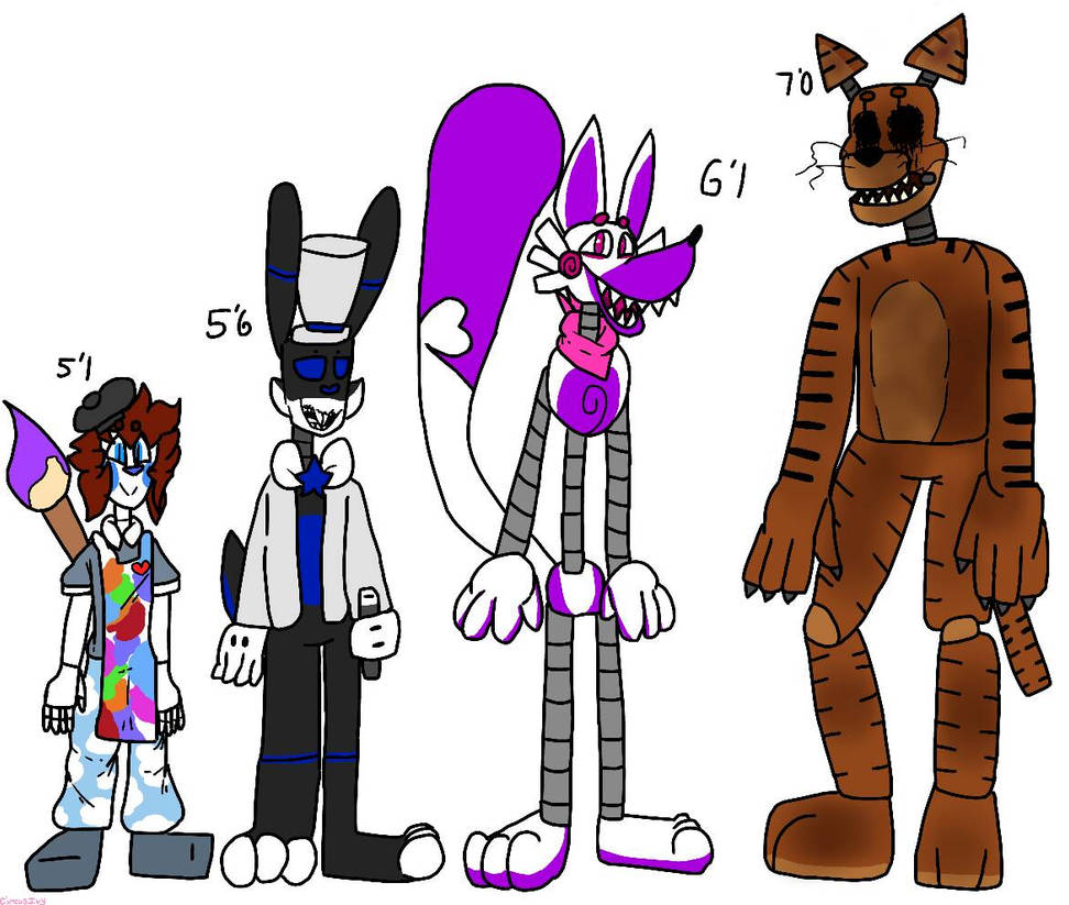 My fnaf au ocs height chart by CircusIvyReal on DeviantArt