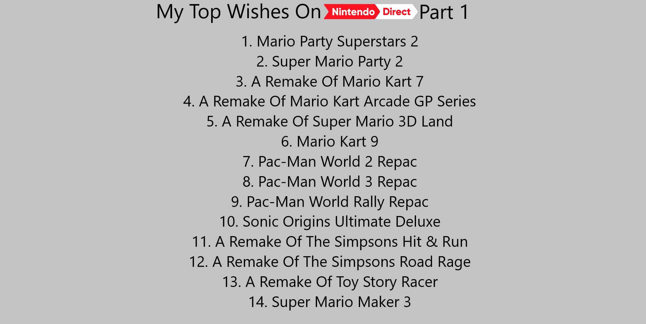 My Top Wishes On Nintendo Direct 1
