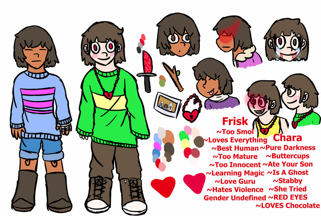 Frisk Reference Drawing Frisk + Chara Reference by Kamefoo on DeviantArt