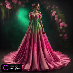 Pink and hint green dress