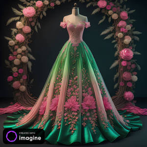 Pink ,green floral gown 2
