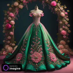 Pink ,green floral gown 3
