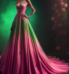 pink and green dress 