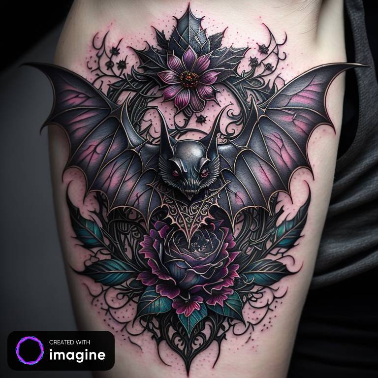 gothic floral tattoo