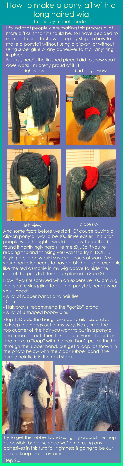 Ponytail wig tutorial 1