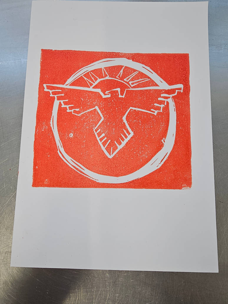 A lino Print based on a Battletech emblem. by darthseditious on DeviantArt
