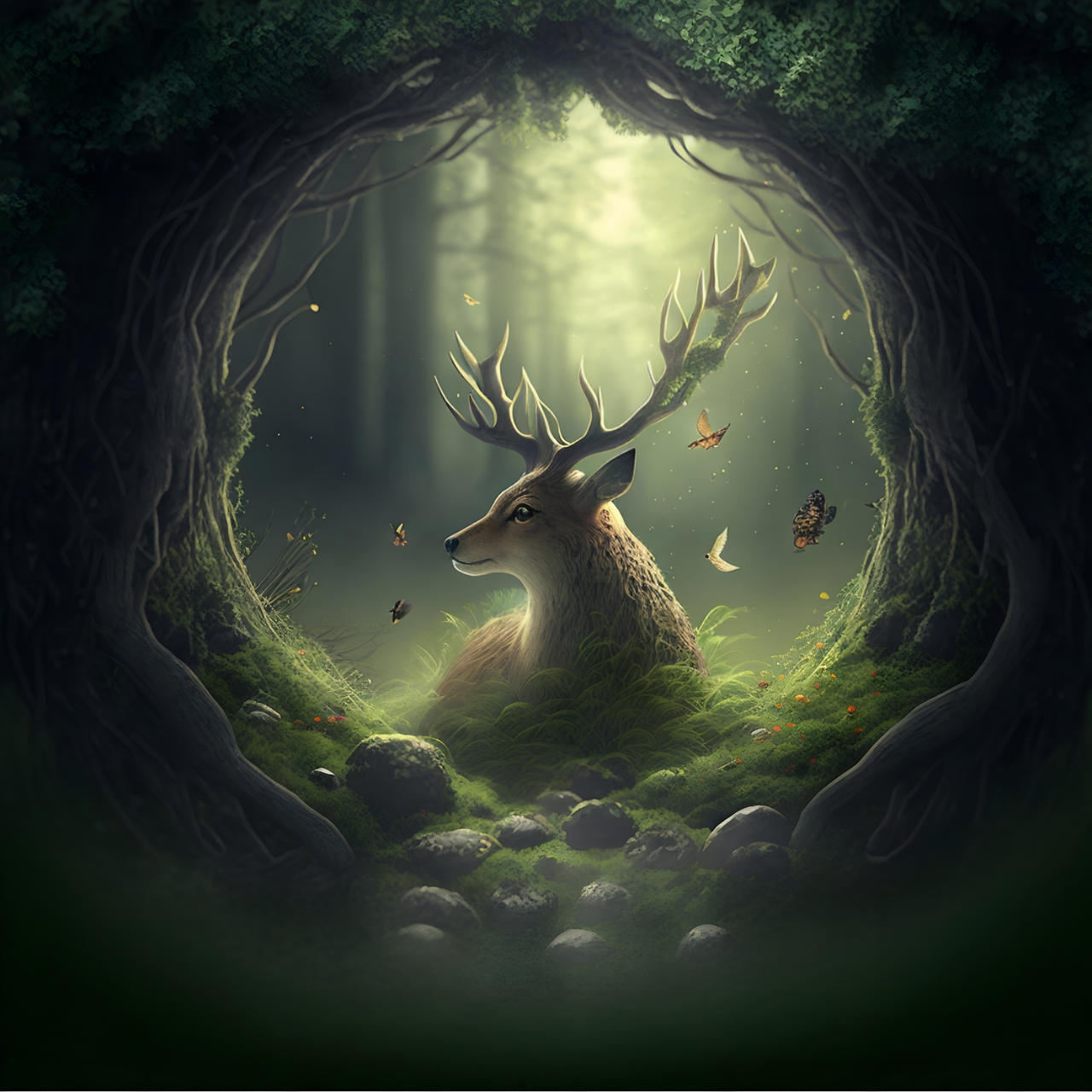 Deer in a magic forest by Zarahaf on DeviantArt