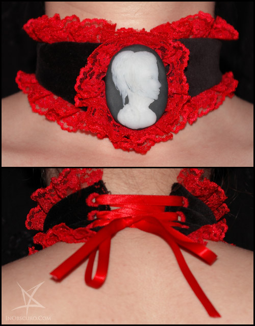 Velvet lace cameo choker