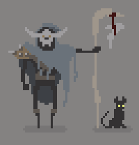 Pixel shaman and his kitty