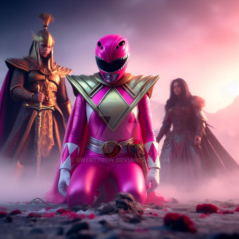 Pink Ranger Kneels in Submission to Rita Repulsa by qwertyrdw on DeviantArt